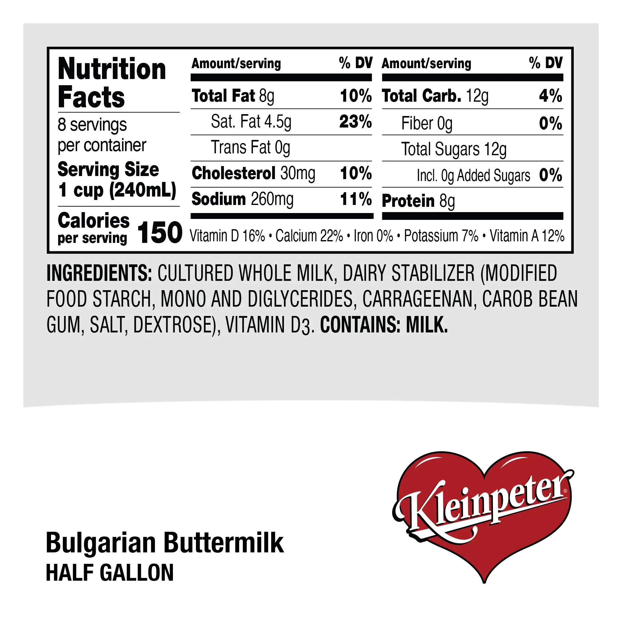 Bulgarian Buttermilk - Half Gallon - Kleinpeter Farms Dairy - Milk ...