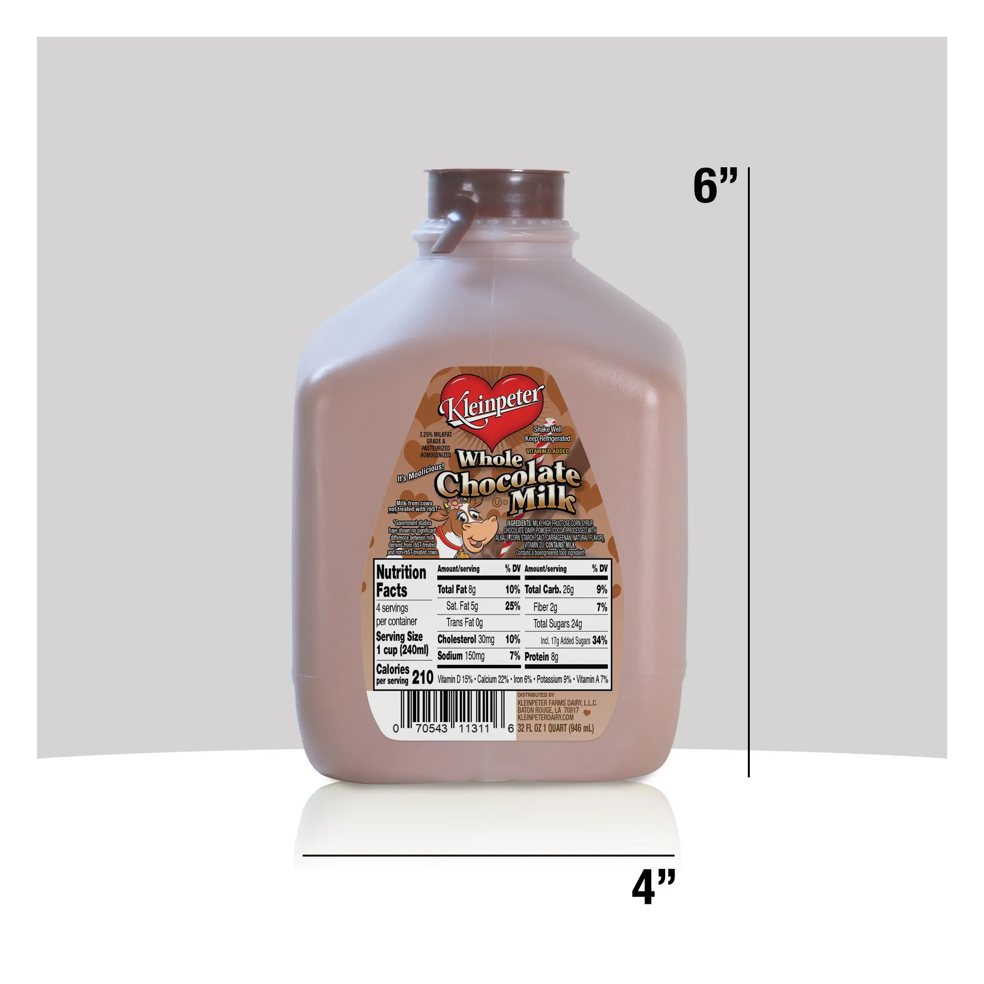 Whole Chocolate Milk - Quart - Kleinpeter Farms Dairy - Milk - Dairy ...