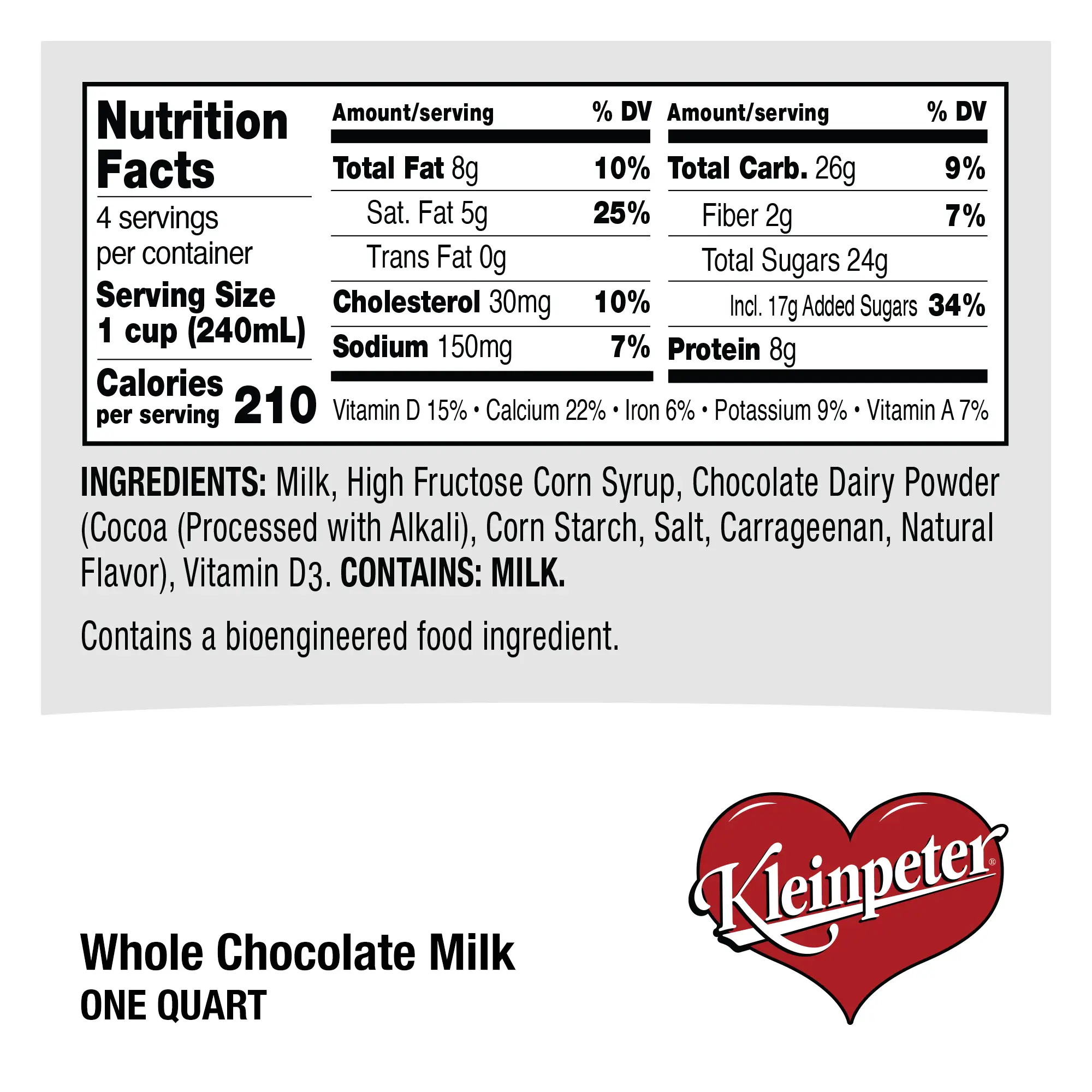 Whole Chocolate Milk - Quart - Kleinpeter Farms Dairy - Milk - Dairy ...