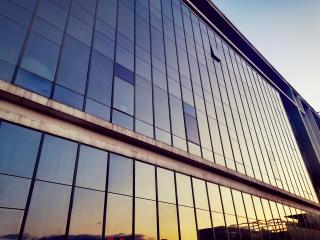 Windows on the side of a office building