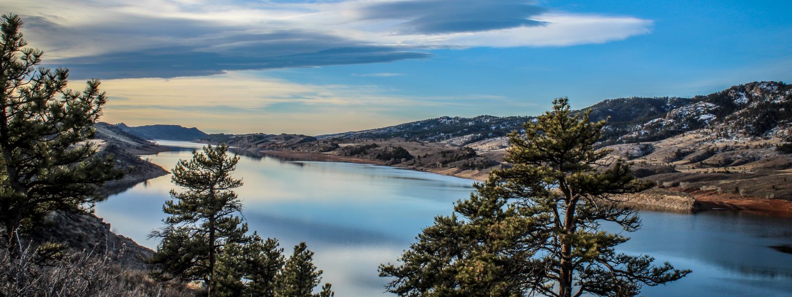 A lake between mountains