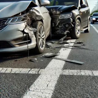 Black car rear ending a gray car