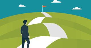 Career path over rolling hills 