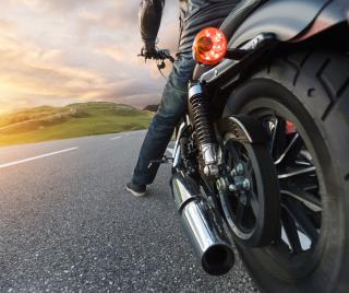 Motorcyclist on an empty road