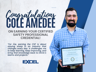 Cole Amedee of EXCEL earns Certified Safety Professional Credential