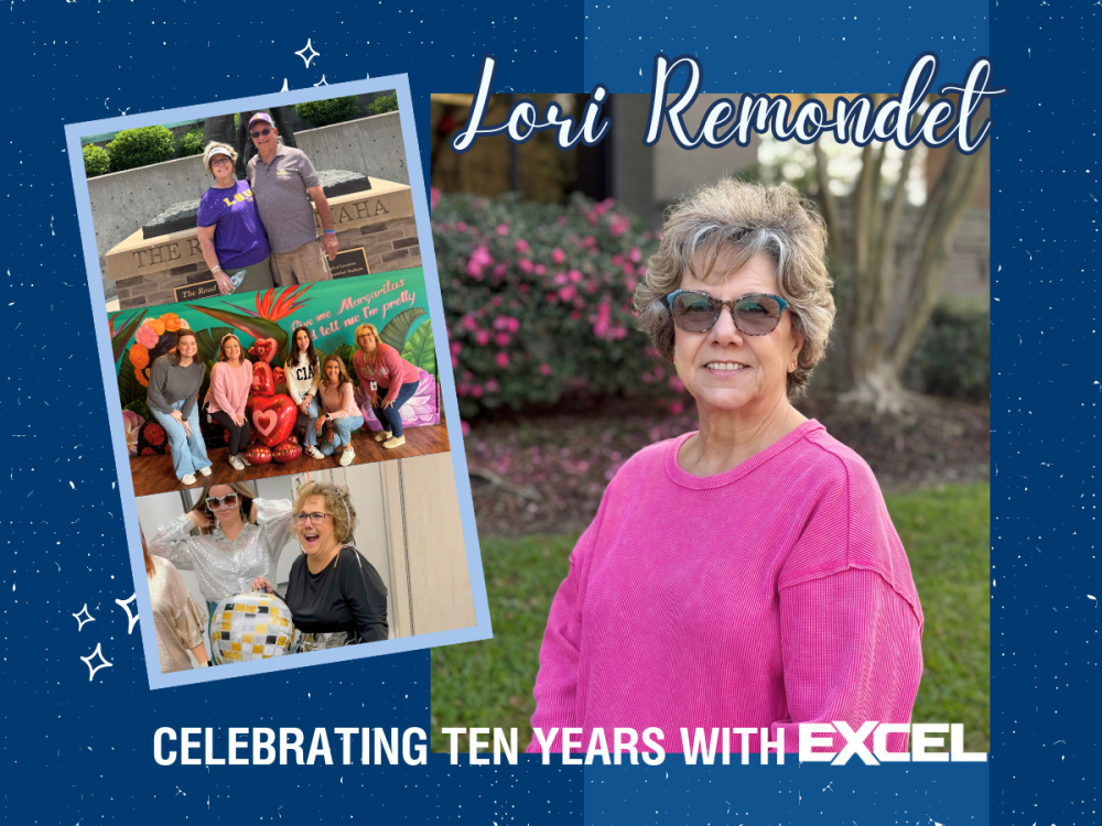 Celebrating Lori Remondet's 10 years of dedicated, compassionate service as HR Coordinator at EXCEL