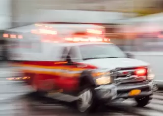 Ambulance transporting burn injury victim in Southwest U.S. 