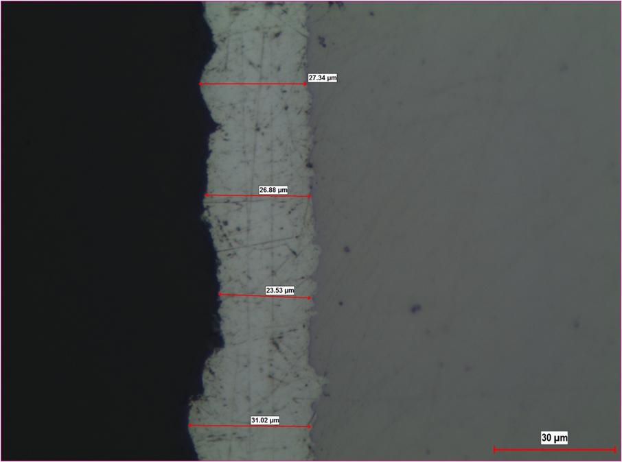 Cross section of a CAP applied Zn coating.