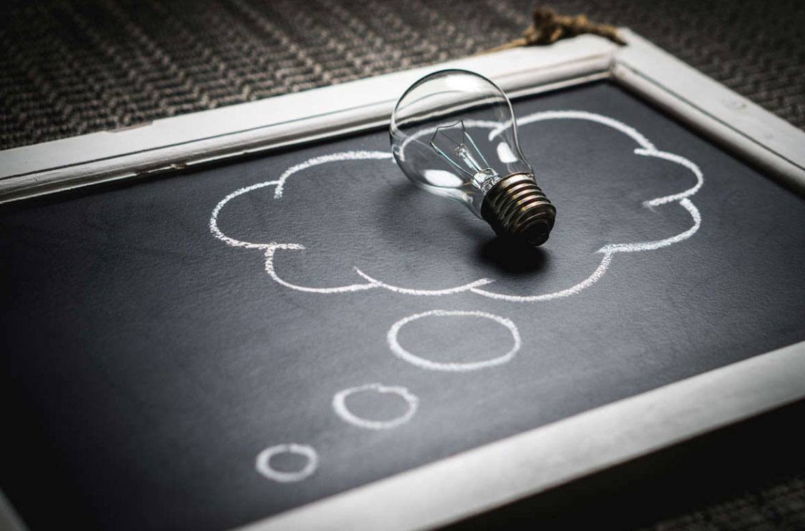 lightbulb on a chalkboard