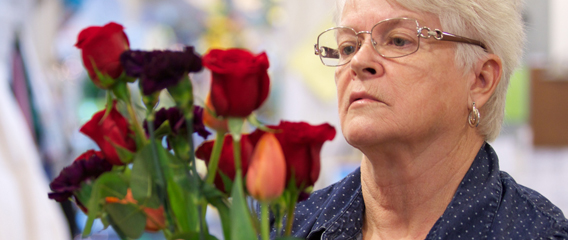 Barronelle Stutzman with red roses