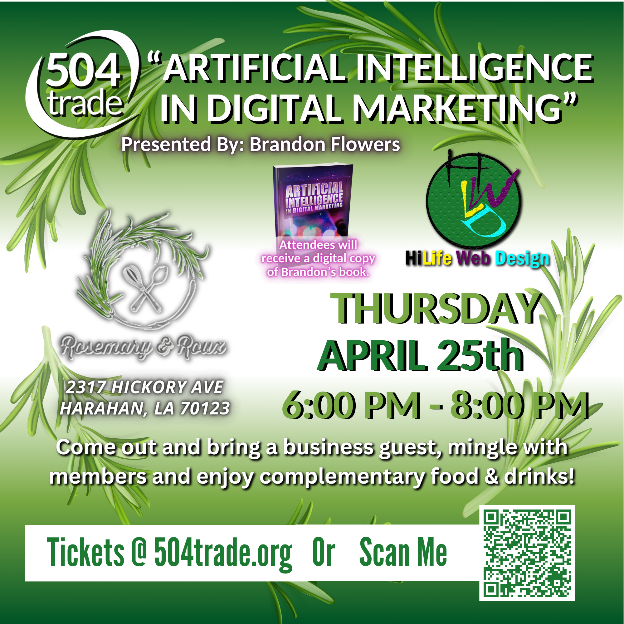 Invite 504 Trade April 25th Business Networking - AI in Digital Marketing