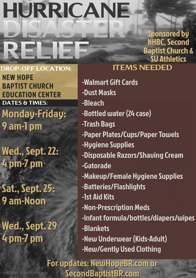 New Hope Hurricane Disaster Relief Flyer