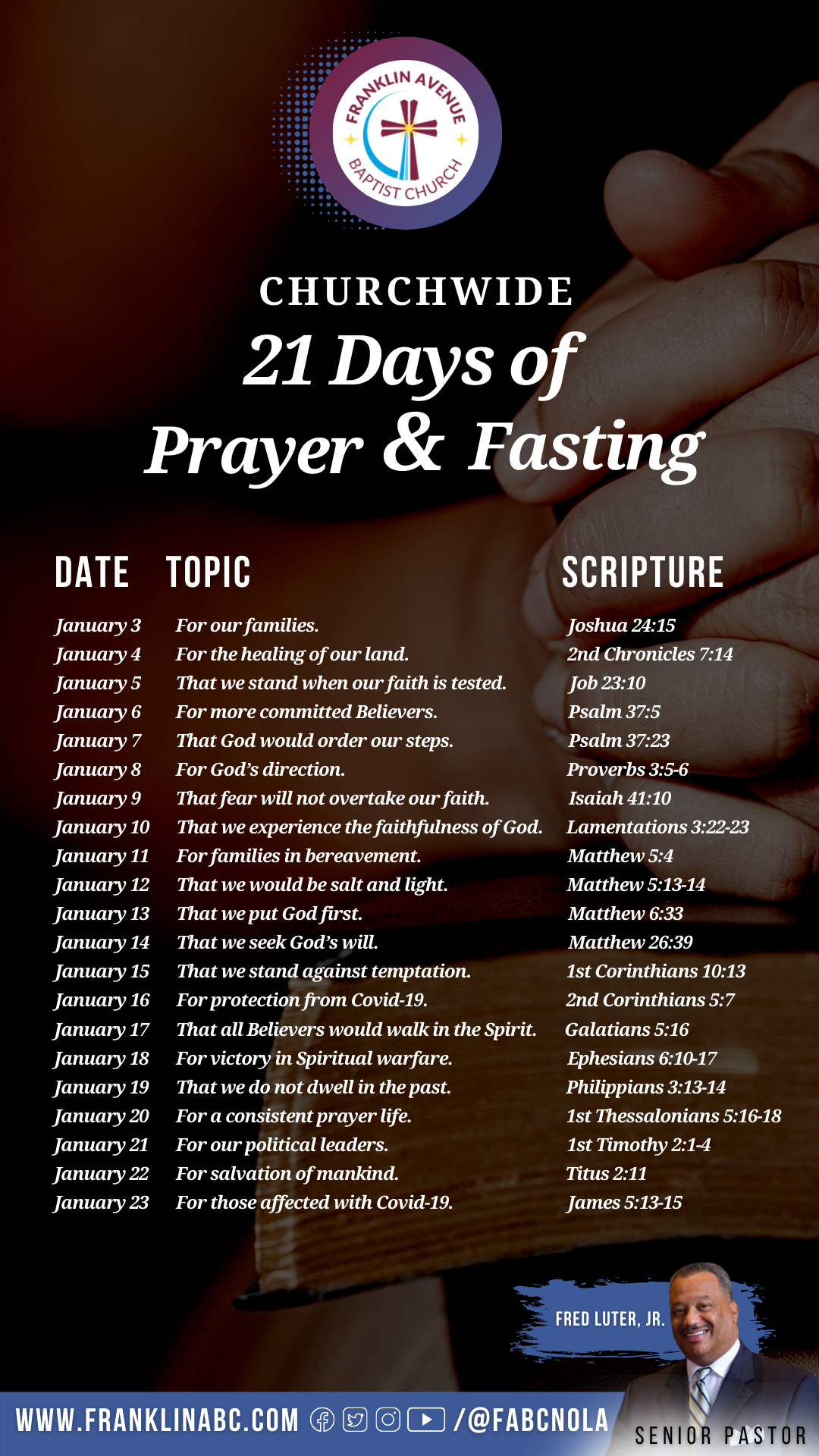 21 Days of Prayer & Fasting List