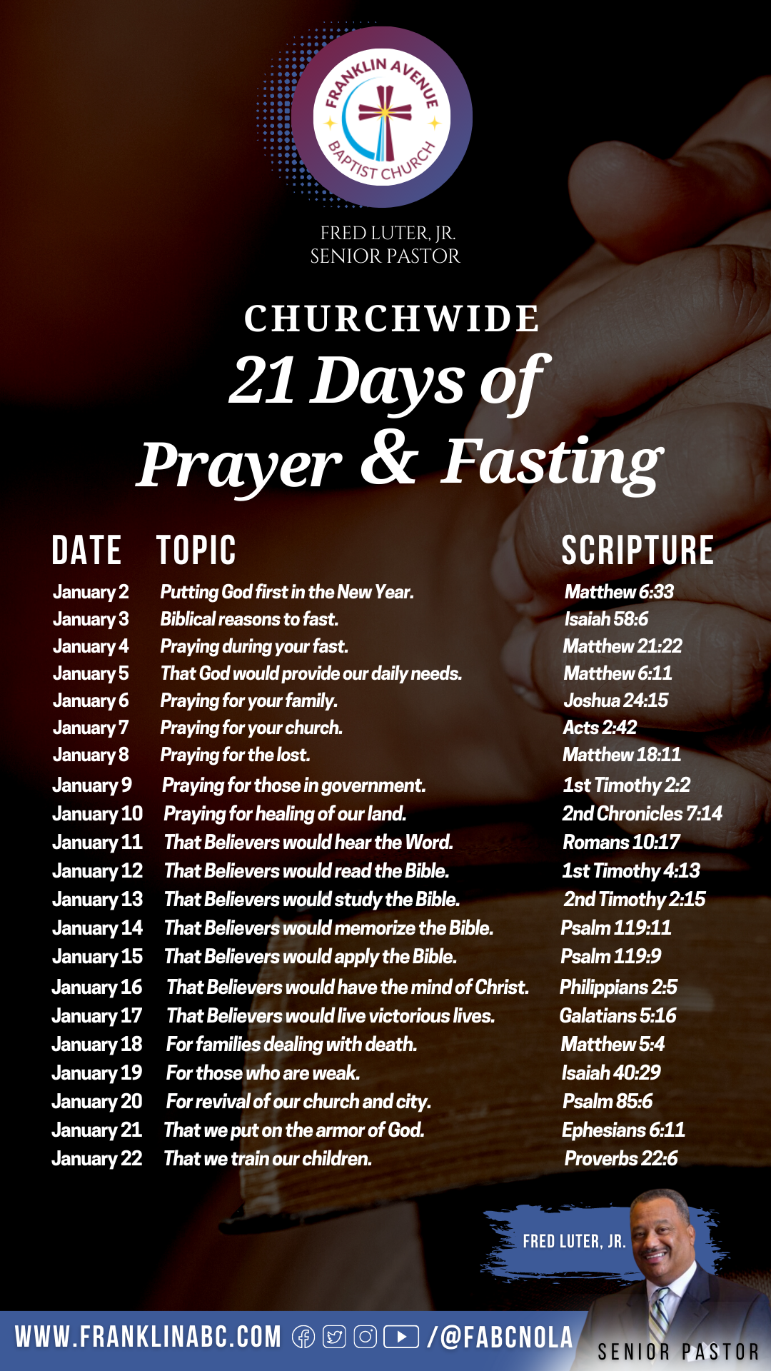 2023 Prayer & Fasting Topic List for Website