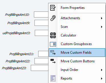 menu selection move custom fields