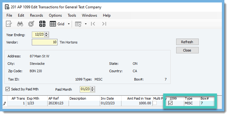 Viewpoint AP Module Edit Transaction Screen