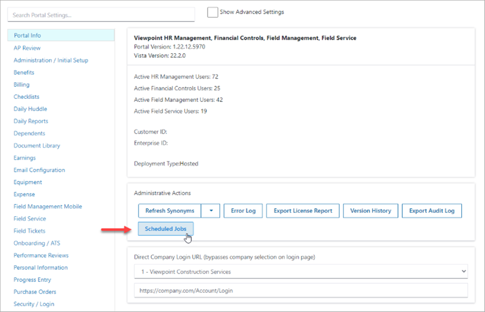 Admin Portal Settings