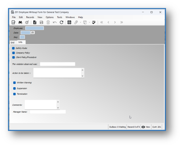 user defined table created in vista for employee writeup