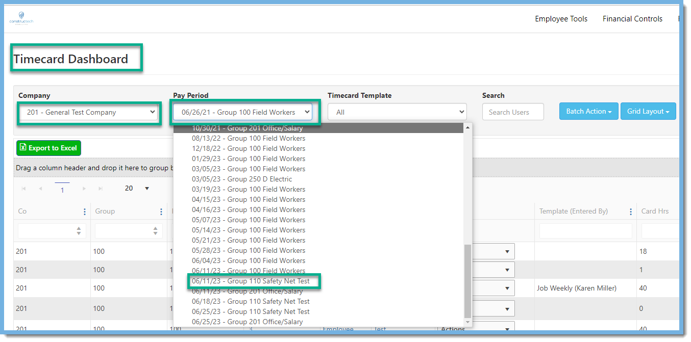 Timecard Dashboard