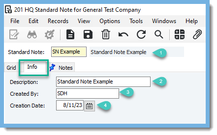 HQ Standard Notes info tab