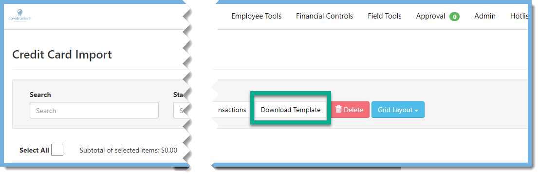 Download Template Button