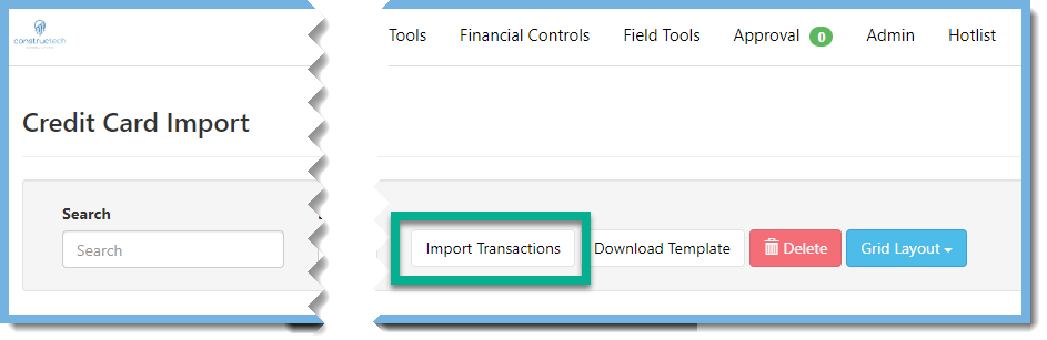 Import Transactions Button