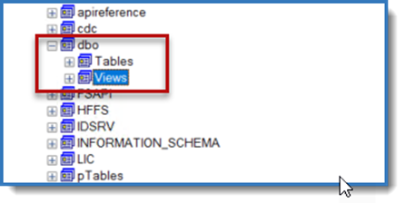 tables and views on computer screen