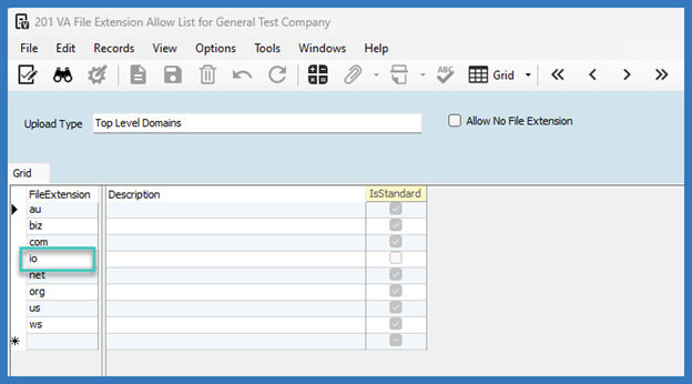 VA File Extension Allow List B