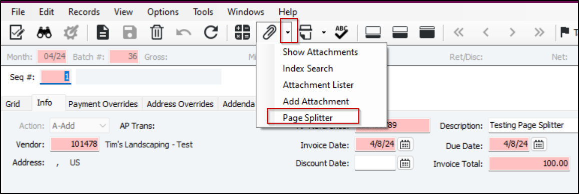 vista page splitter