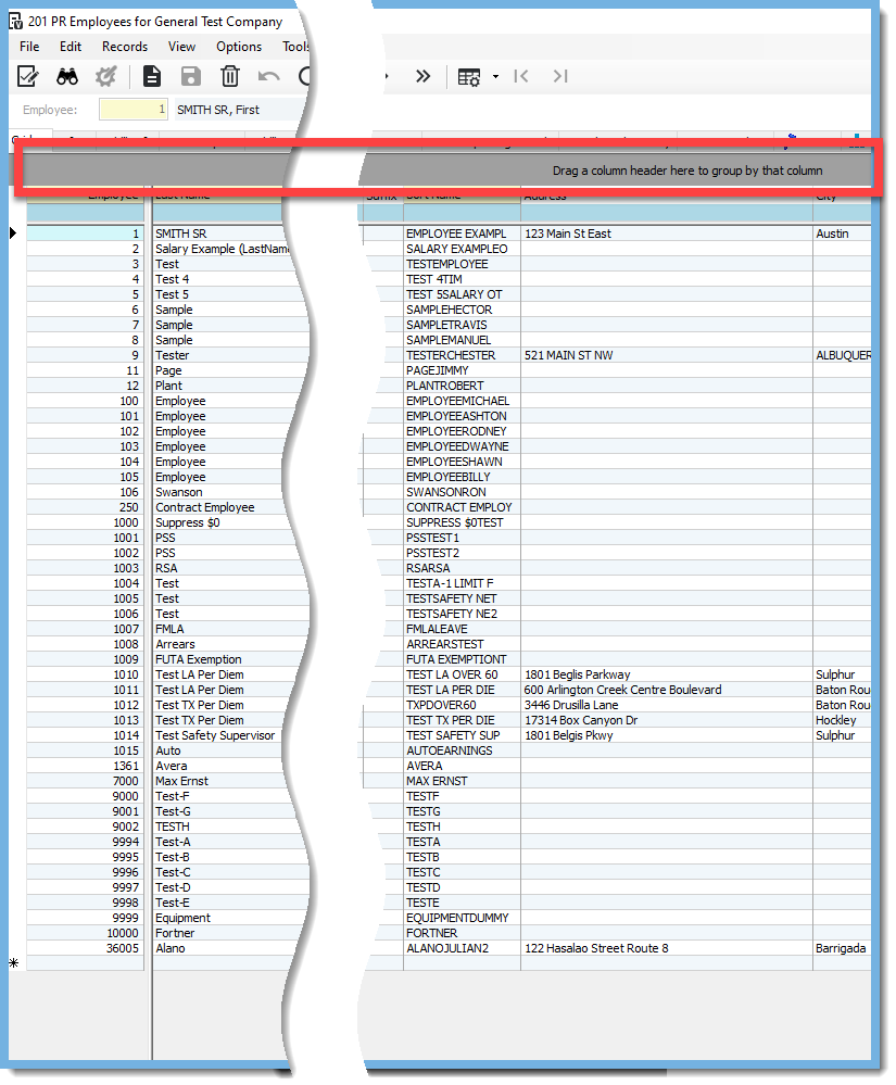 Employee Grid in Vista