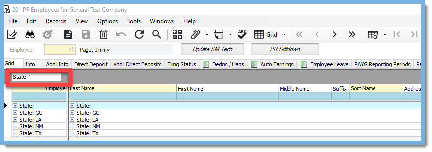 Employee Grid in Vista