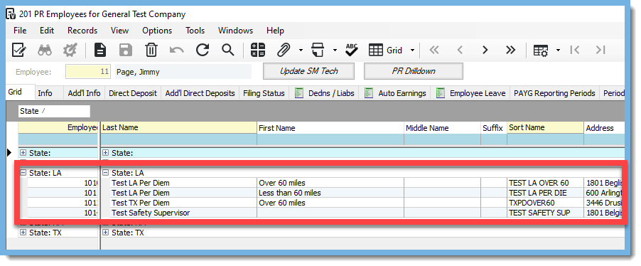 Employee Grid in Vista