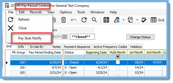 PR Pay Period Control Pay Stub Notify