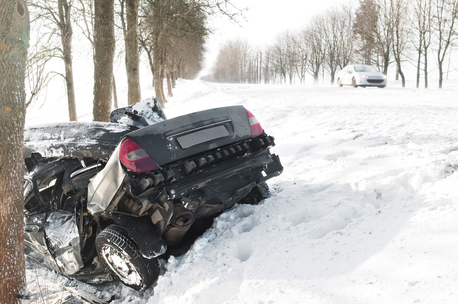 Car crashed in a pile of snow