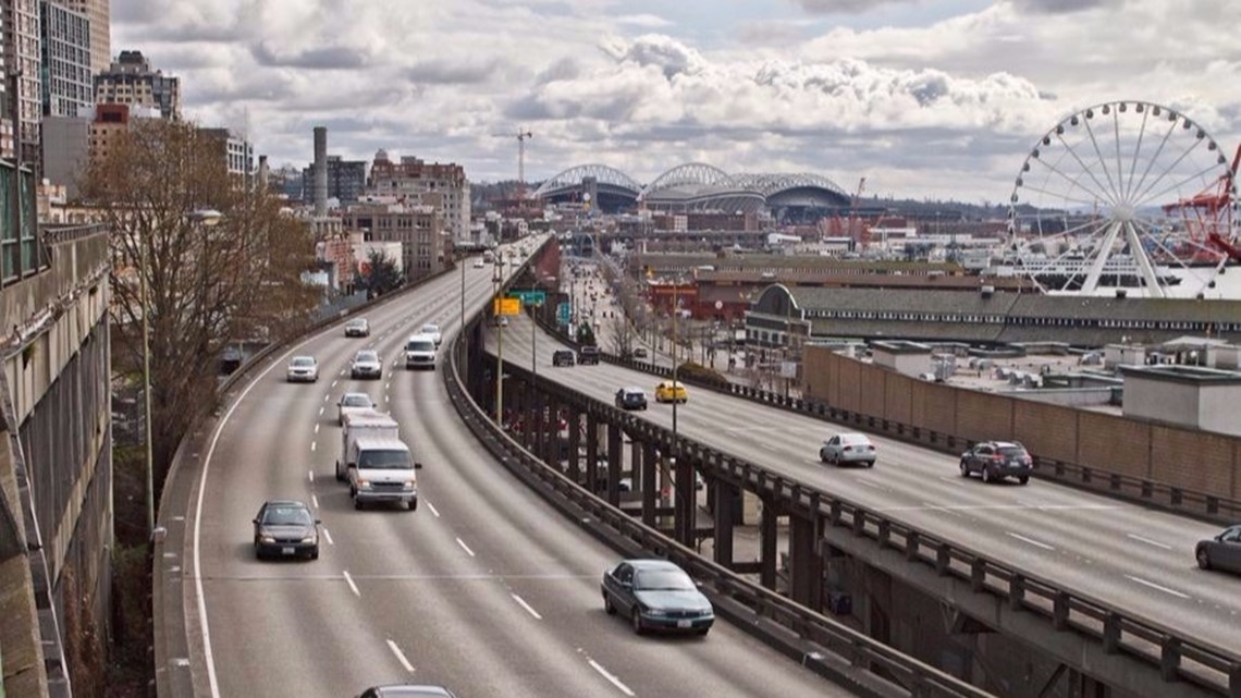 Cars on a freeway in Seattle