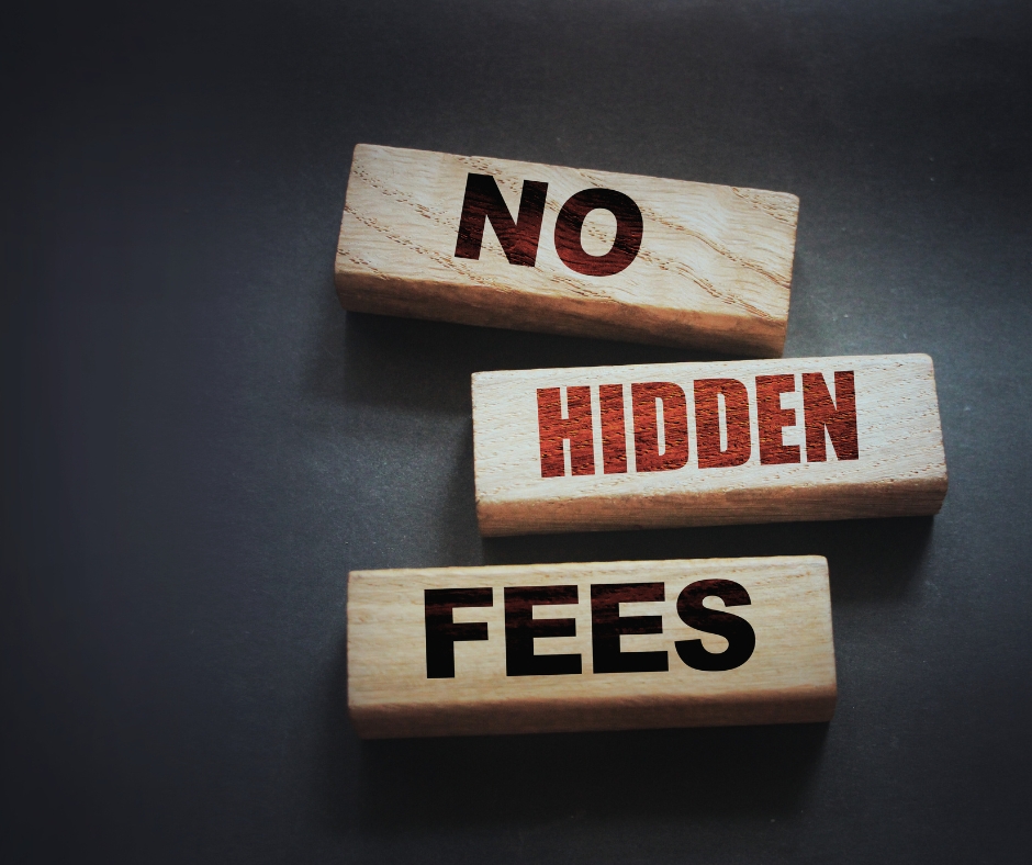 No Hidden Fees on wooden blocks