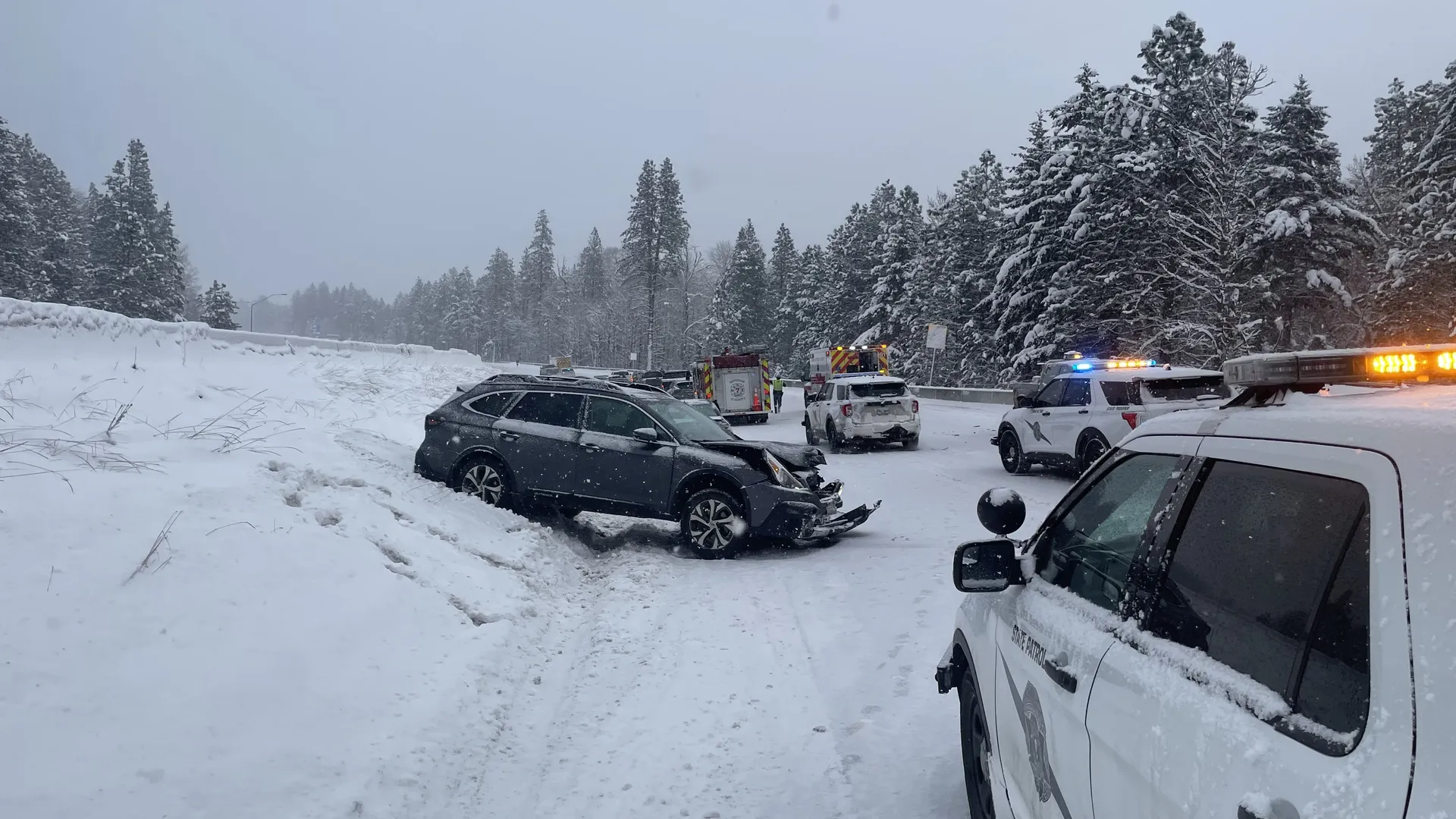 Car on side of road after crash