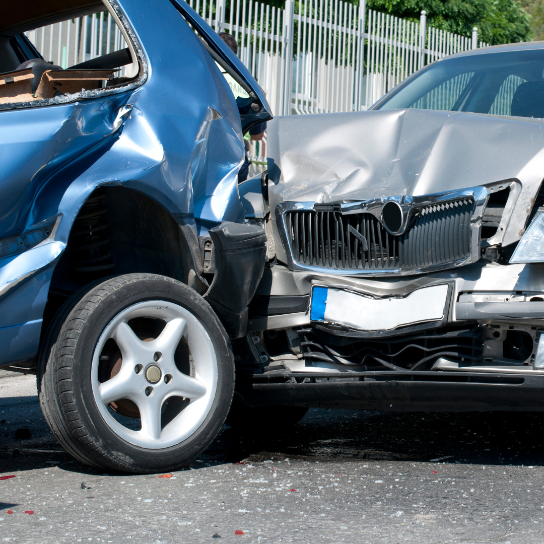 two cars in a crash