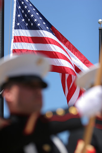 US Flag and Marine